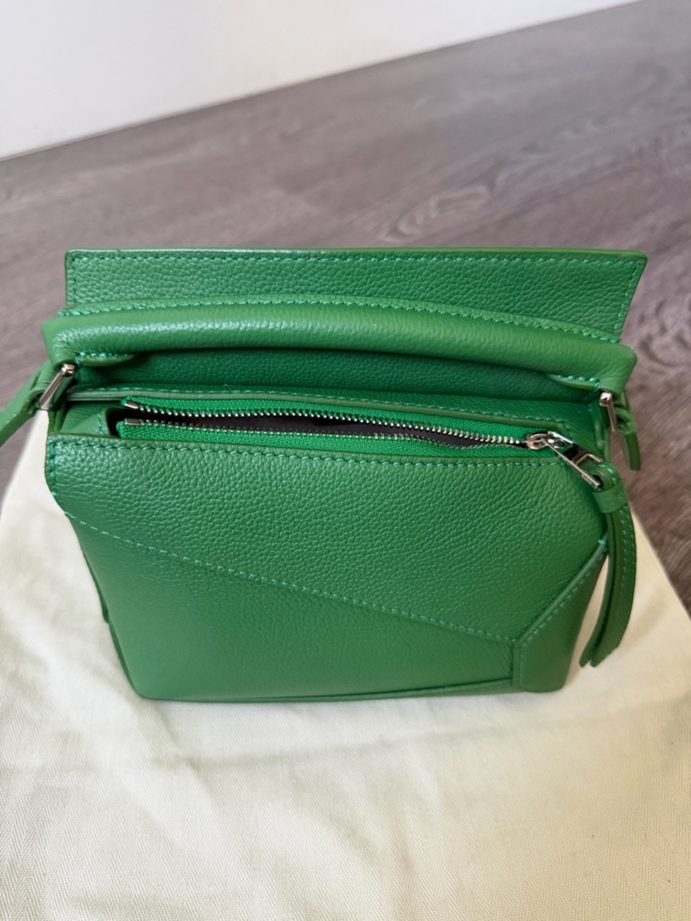 Loewe Green Leather Puzzle Mini Crossbody - Picture 4 of 4